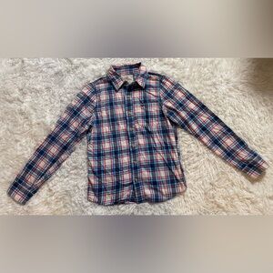 Hollister Y2K Western Cozy Cabin Preppy Flannel Plaid Button Up Shirt Red Blue S